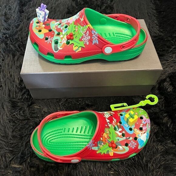 CROCS holidays Xmas Christmas Mickey and friends clogs mules sandals shoes new - Picture 2 of 6